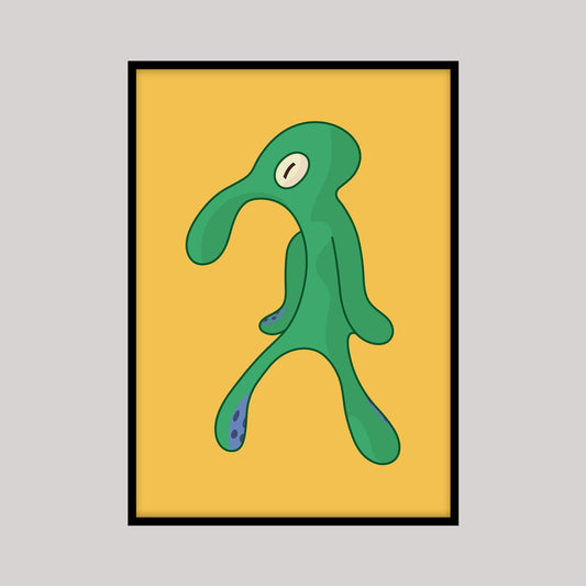 Poster of the famous Squidward Bold and Brash painting from SpongeBob SquarePants, perfect wall art for bathroom or any SpongeBob fan's space.