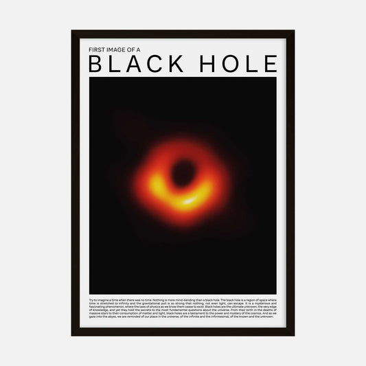 Art print featuring the first image of a black hole, with swirling orange and black colors representing the event horizon.