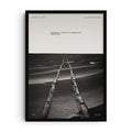 Black and white tribute art print showing NASA’s Opportunity Rover tracks across the Martian surface with the final message “My battery is low and it’s getting dark” in minimalist typography.