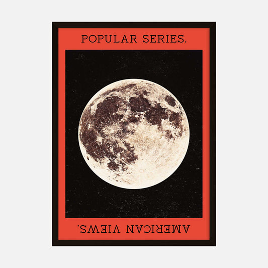 Vintage moon art print with red border, labeled Popular Series and American Views.