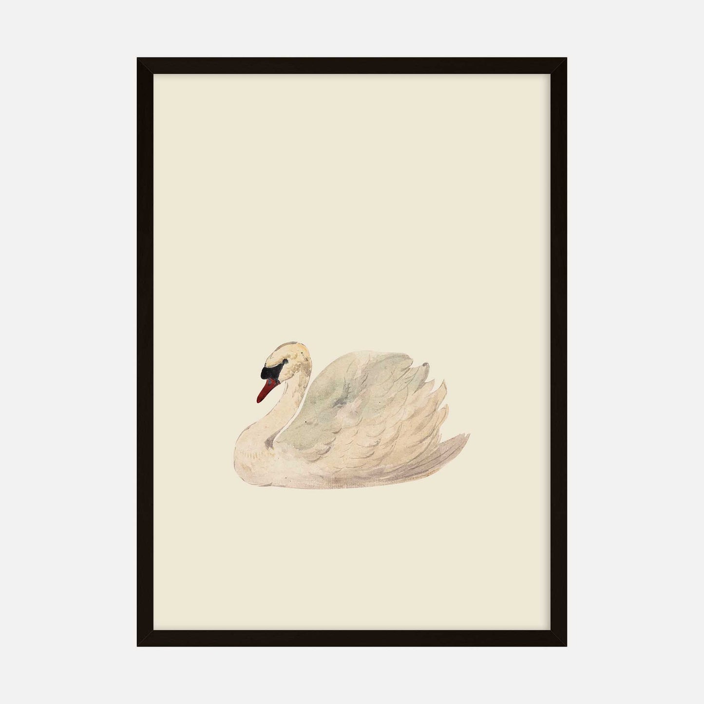 Elegant white swan art print on a minimalist background, perfect for modern nature-themed home decor.