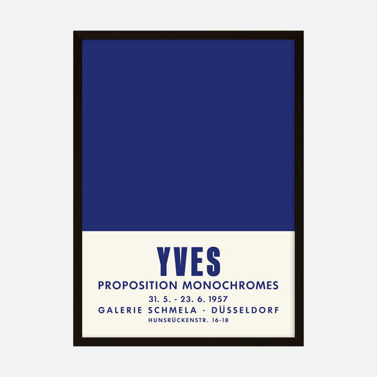 Yves Klein "Proposition Monochromes" exhibition poster in blue and white from his exhibition in Düsseldorf in 1957.